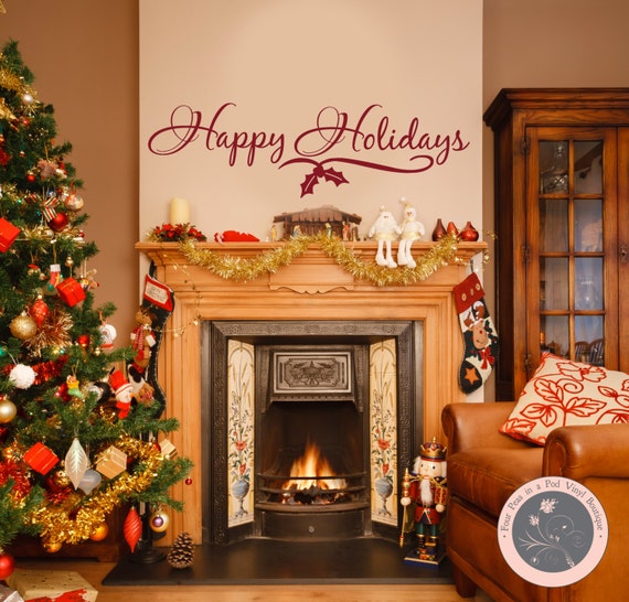 Christmas Wall Decal Christmas Decor Happy Holidays