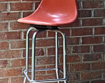 Vintage Eames.Herman Miller Style Chair Stool. Orange.Salmon. Mid Century.