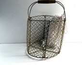 Large French vintage metal wire basket.