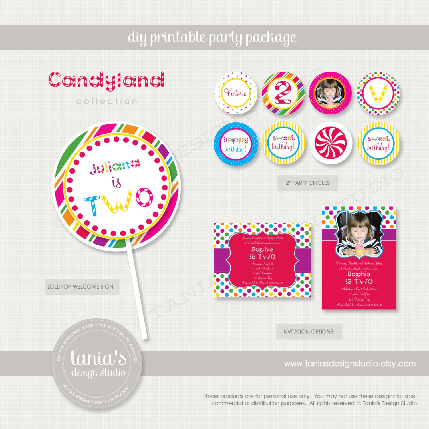 Candyland Printable Birthday Party Package by tania's