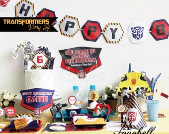 transformers transformer birthday tent table printables decorations personalized diy cards kit tents placecards dessert decor complete