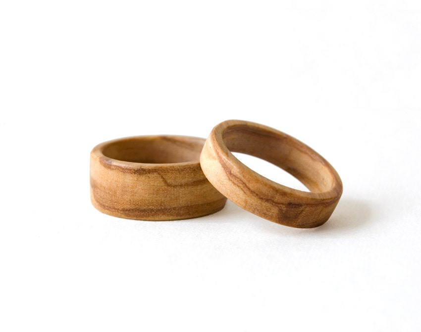 Olive Wood  Rings  Set Wedding  Ring  Set His and Her  Ring 