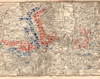 1908 Battle of Königgrätz Antique Map Battle of by Craftissimo