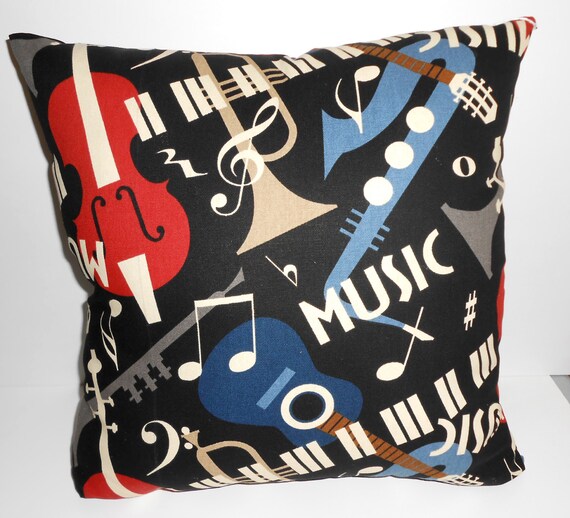 Music Pillow Handmade Music Throw pillow 17 X 17 inch square