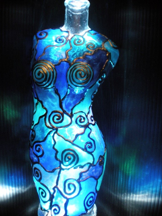 Hand Painted Glass Body Shaped Vase by KRodsPaintedGlass on Etsy