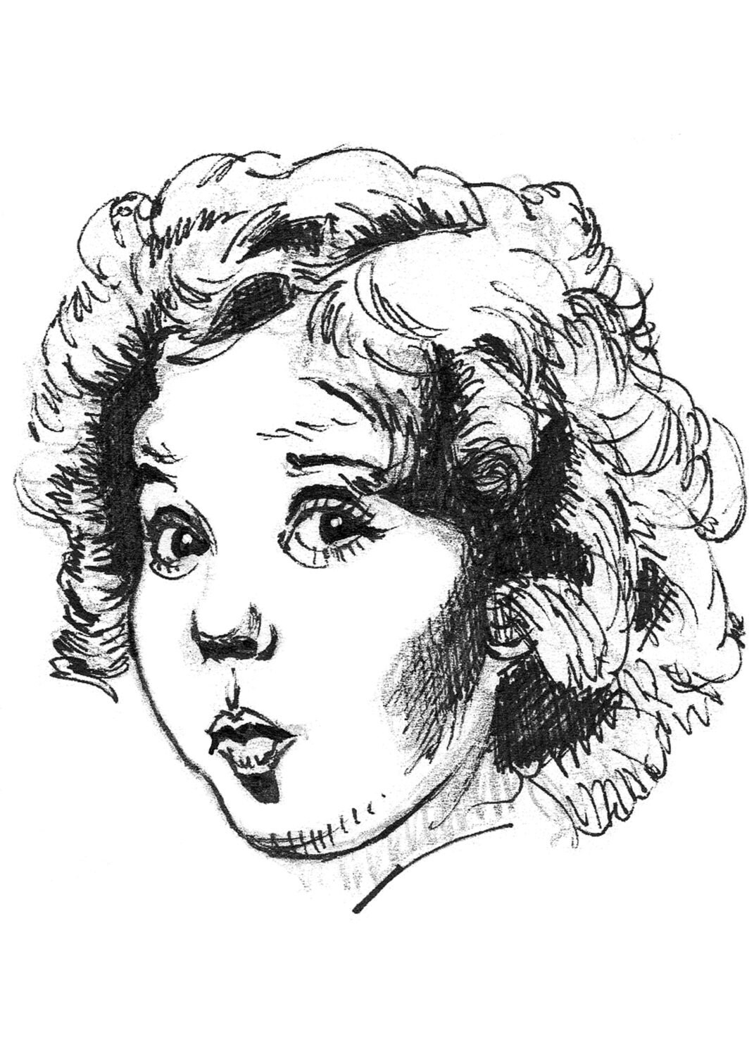 Shirley Temple Portrait Drawing Print by shadesofsunshine on Etsy