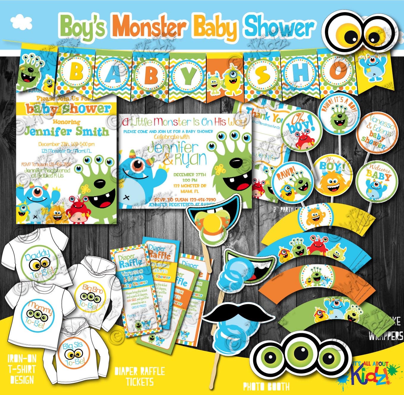 On Sale Boys Monster Baby Shower Package Monster Baby Shower