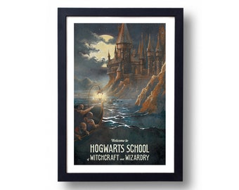 Harry Potter Poster Hogwarts Castle Travel Poster, Harry Potter Art, Harry Potter Diagon Alley, Harry Potter Wall Art