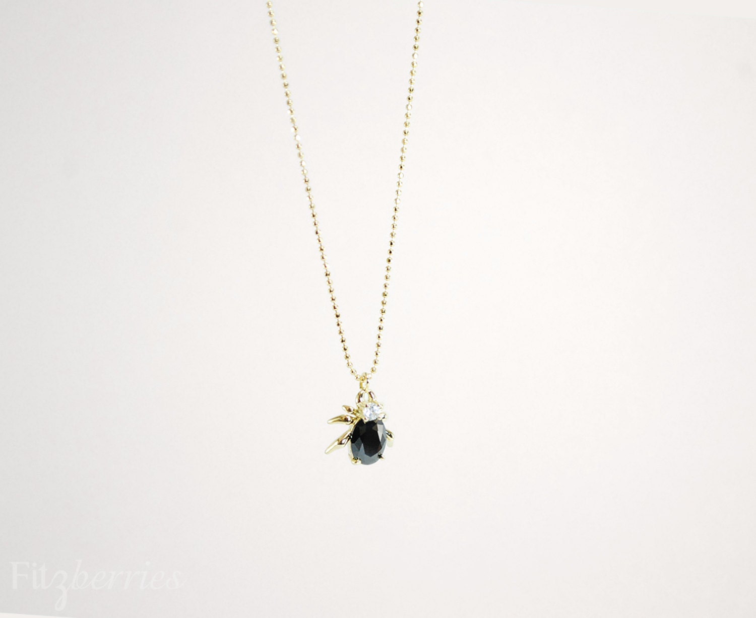 Black spider pendant necklace Tiny cubic zirconia spider necklace