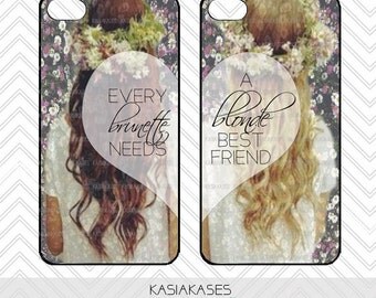 BLONDE BRUNETTE bff Case / Best Friends iPhone 4 Case Daisy iPhone 5 Case iPhone 4s Case iPhone 5s One For Your Bff Trendy Flower Crown
