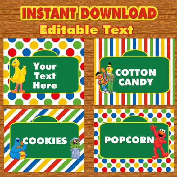 INSTANT DOWNLOAD Sesame Street Editable Buffet by LetsPartyShoppe