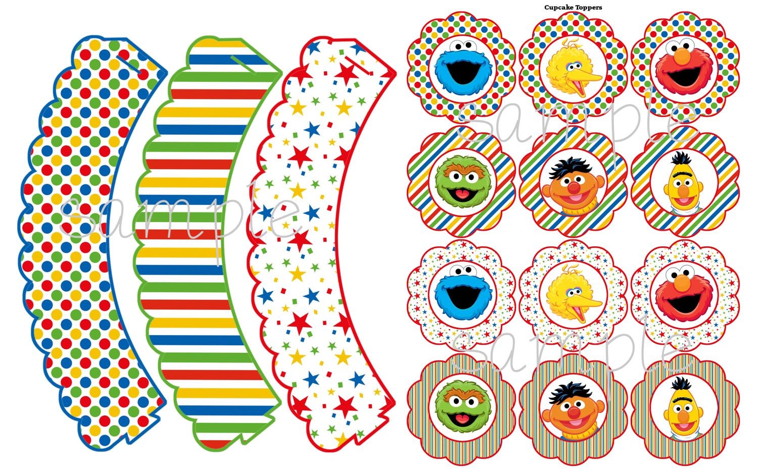 Sesame Street Cupcake toppers and wrappers INSTANT DOWNLOAD