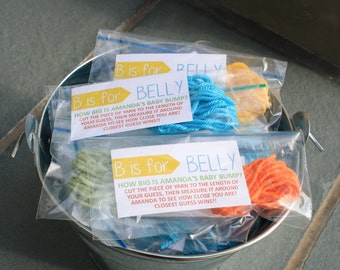 B is for Belly, Belly Measuring Game, Belly Game, Baby Belly Game, Baby Shower Game, Bags Assembled