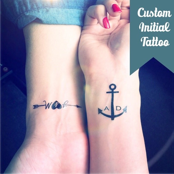 set of 2 custom initial anchor temporary tattoo by inknart set of 2 custom initial anchor temporary tattoo by inknart