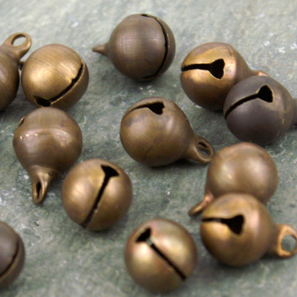 8mm Solid Brass Jingle Bells Charm Bead Finding rb3840pcs