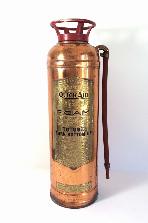 Large Vintage Copper & Brass Fire Extinguisher by PrimaTreasures