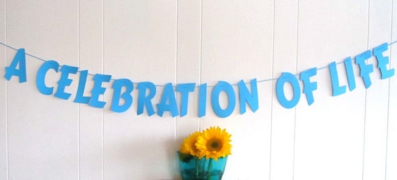 Memorial Service Banner A Celebration of Life Blue and