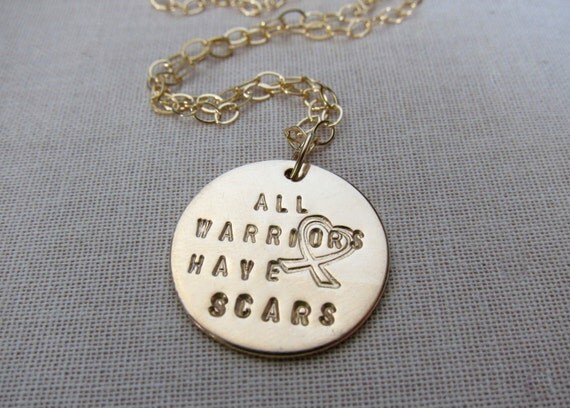 Items similar to Gold Cancer Survivor Necklace, Breast Cancer, Cancer ...