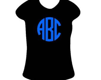 Circle Monogram Iron on, Iron on letters, Heat transfer monogram, circle font iron on