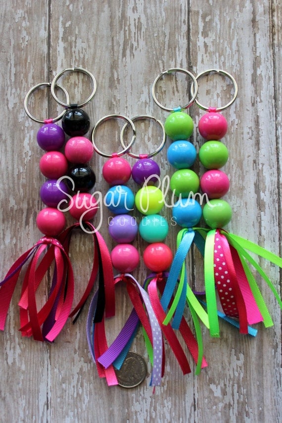 Items similar to Beaded keychain, chunky beaded accessory, keychain