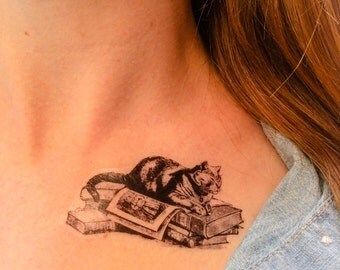 2 Cat Book Temporary Tattoos- SmashTat