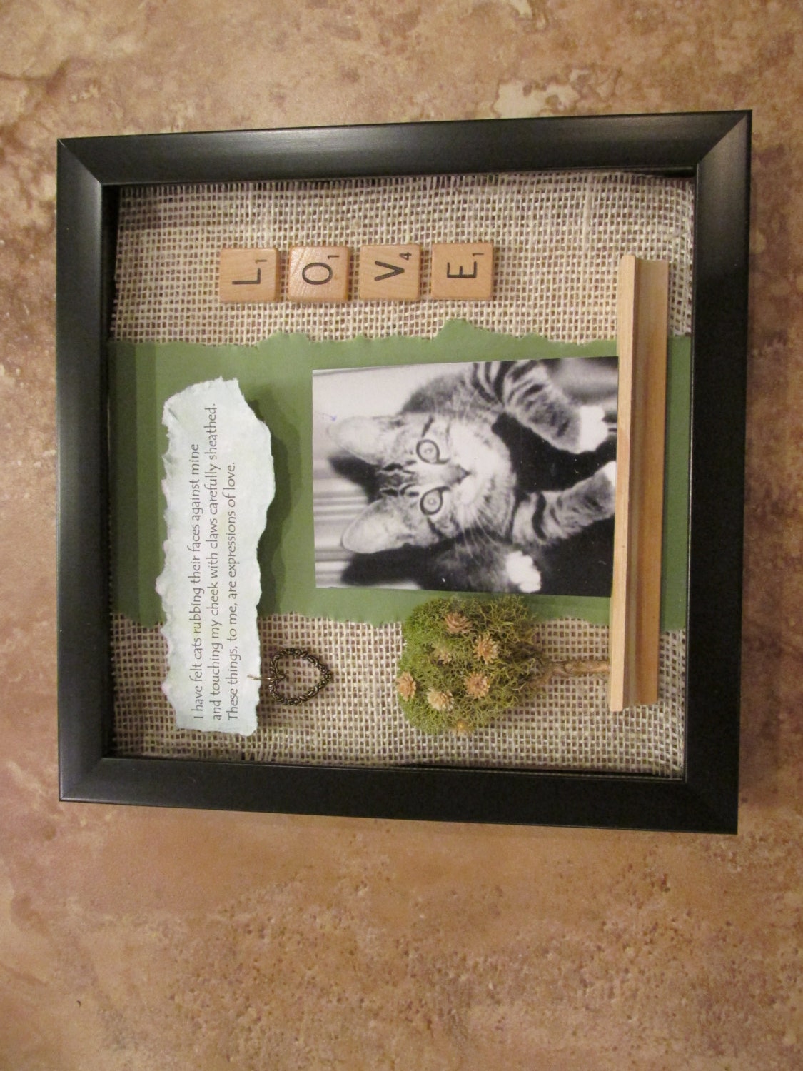 Custom Memorial Cat Shadow Box For Jackie V. to Honor Tuffy