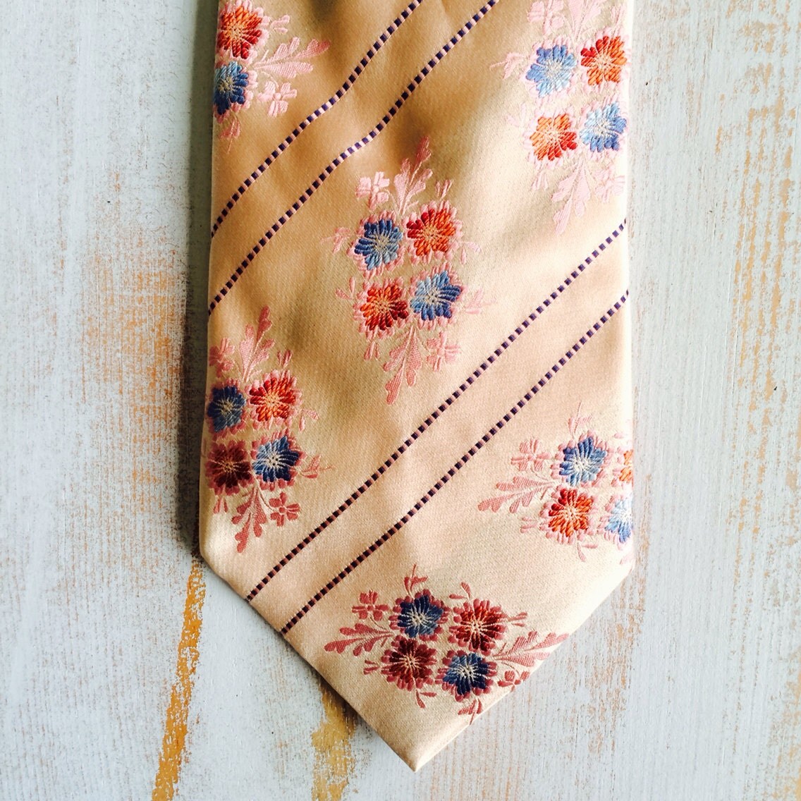 Vintage Italian Silk Floral Necktie