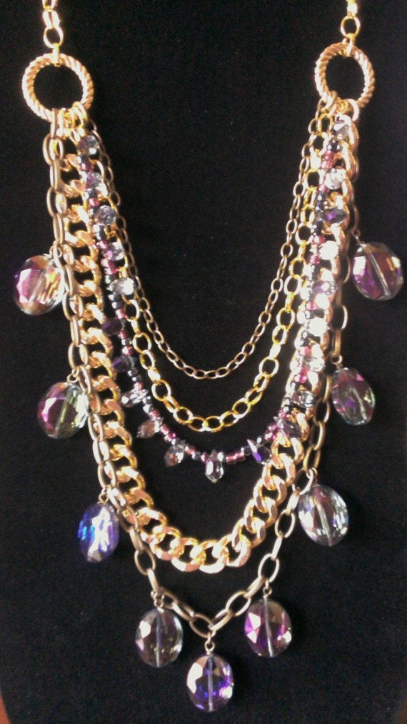 Stunning mixed chain necklace with crystals of by LotusBloomJewels