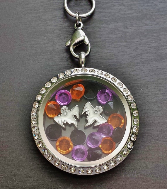 Halloween Floating Charm Locket NecklaceGhost by PrettyPalazzo