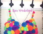 Extreme Colorful Candy Fluffy Rave Bra