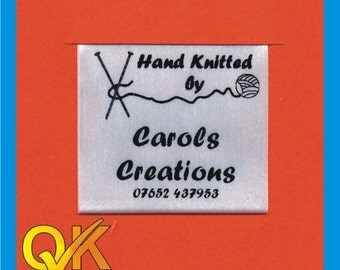 Custom Sew in labels for your Knitting projects printed (Style10) Pack of 25
