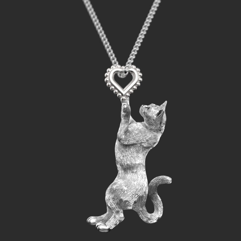 Handmade CAT Jewelry. Sterling Silver pendant and necklace.