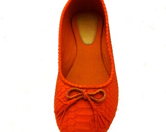 ORANGE python ballet flats