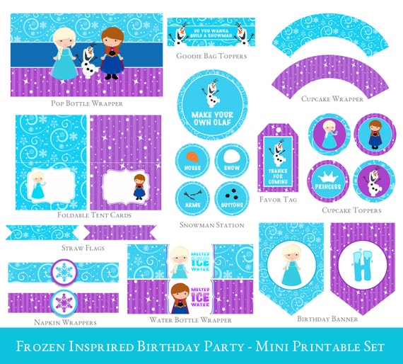 Frozen Inspired Birthday Printable Mini Set Olaf Party