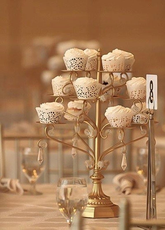 GOLD CUPCAKE CANDELABRA Cupcakes Stand Vintage Wedding Gatsby