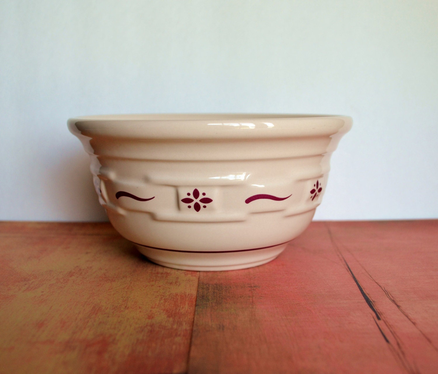 Vintage Longaberger Pottery Mixing Serving Bowl Red by LeolasAttic