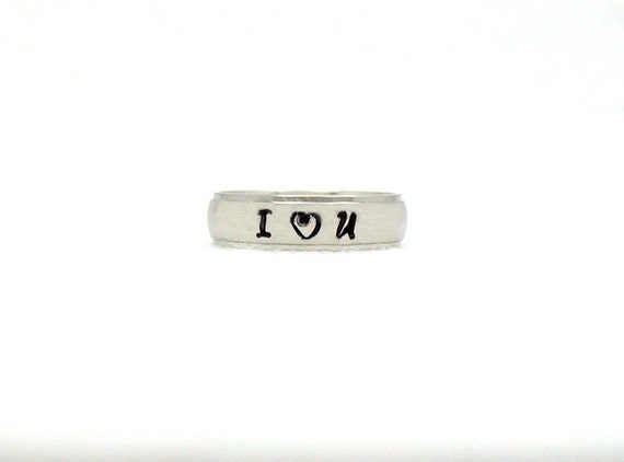 I Love You Ring Stainless Steel Ring Hand Stamped Ring Love