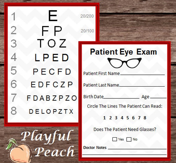 pretend doctor eye chart and patient exam by playfulprintshop