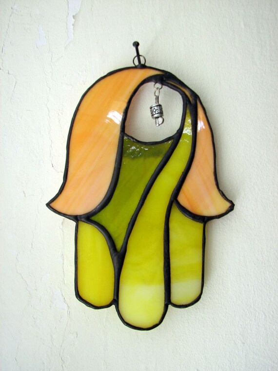 Items similar to stained glass hamsa the good luck talisman on Etsy