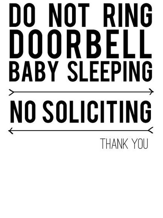 Do Not Ring Door Bell Baby Sleeping No Soliciting Door Window