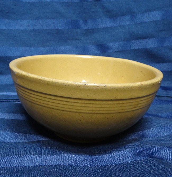 SALE Antique Yellow Ware Pottery Cereal Bowl Unmarked