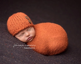 Newborn Pumpkin Hat, Fall Newborn Hat Boy, Baby Hat Newborn Boy Hat Newborn Photo Prop Boy Newborn Props Boy Knit Newborn Hat Newborn Beanie