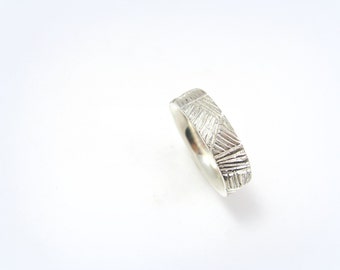 Cross Hatch Mens wedding ring - recycled gold - eco friendly