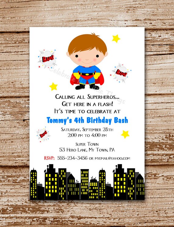 Printable / Superhero Invitation / Personalized / Super Hero (Boys and Girls) Il_570xn