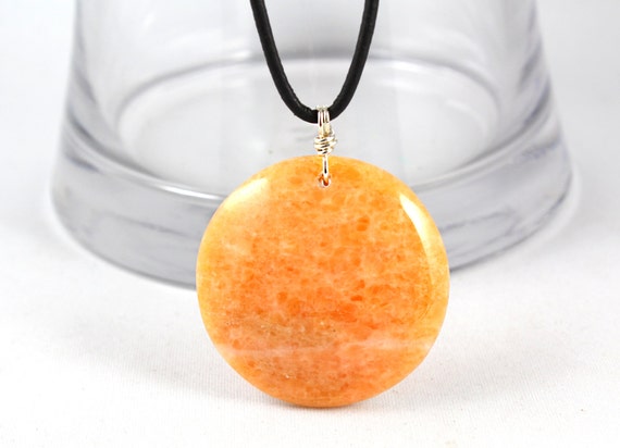 Simply Stoned, Orange Calcite Pendant, Sterling Silver, Gemstone Necklace, Gemstone Pendant, Healing Gemstone, Orange Pendant, Yoga Jewelry