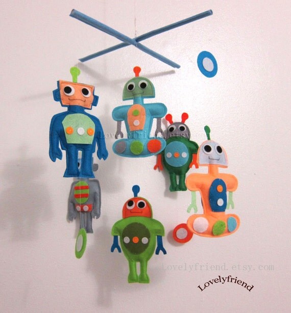 Items similar to Baby Mobile Baby Crib Mobile robots theme mobile