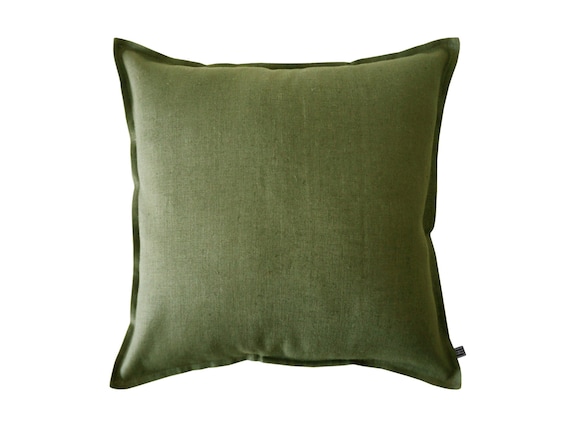 Linen decorative pillow Moss green throw pillow by LovelyHomeIdea