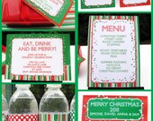 Christmas Party in Red & Green - INSTANT DOWNLOAD Printable Collection + Invitation - EDITABLE text personalize with Adobe Reader Il_170x135