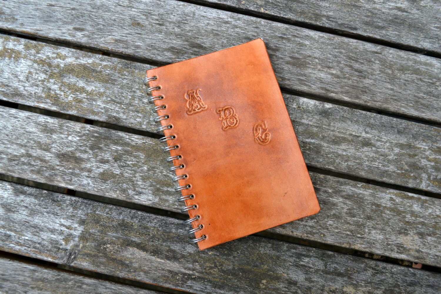 Leather spiral ABC notebook vegetable tanned leather