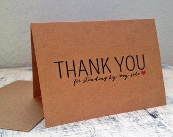 3 Bridesmaids thank you cards - Set of 3 customized thank you cards with wedding date